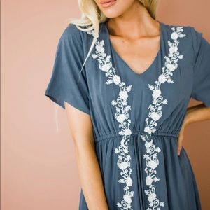 Fehrnvi Dusty Blue Maxi Dress L NWOT